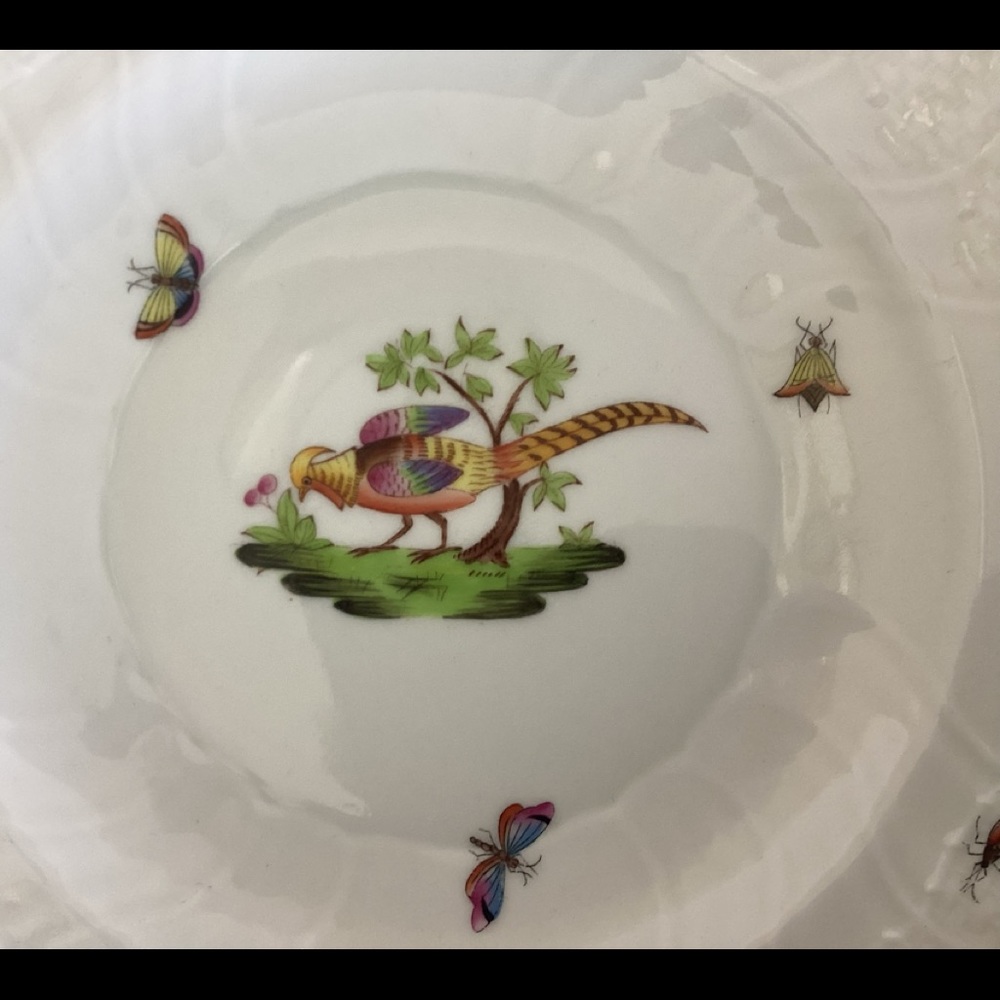 Herend Hungarian porcelain plate. Peacock bird plate.
